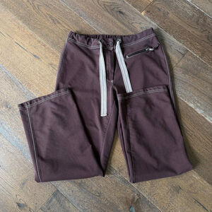 Vintage Tangerine Plum Track Pants – Y2K Mid-Low Rise Straight Wide Leg S